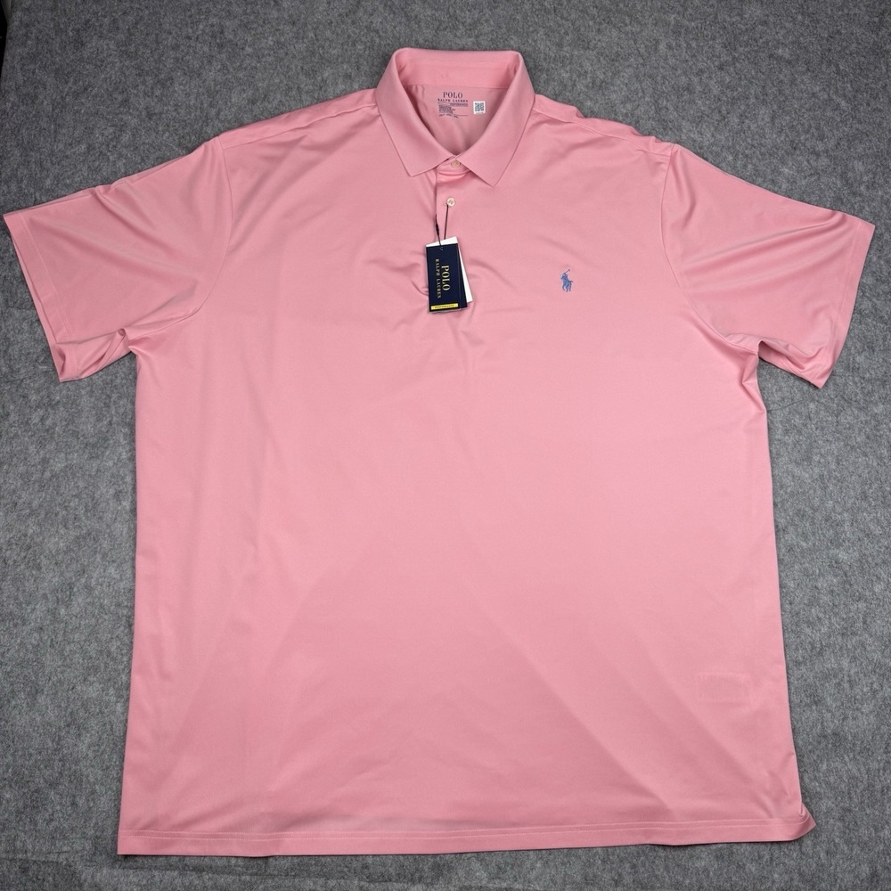 Polo Ralph Lauren Performance Polo Shirt Men 4XLT Big Pink Jersey Pony NWT $125